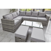 Barcelona Grey Modular 8 Seater Rattan Corner Sofa Set, Garden Furniture, Furniture Maxi, Furniture Maxi