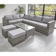 Barcelona Grey Modular 8 Seater Rattan Corner Sofa Set, Garden Furniture, Furniture Maxi, Furniture Maxi