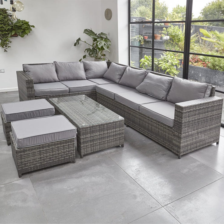 Barcelona Grey Modular 8 Seater Rattan Corner Sofa Set, Garden Furniture, Furniture Maxi, Furniture Maxi