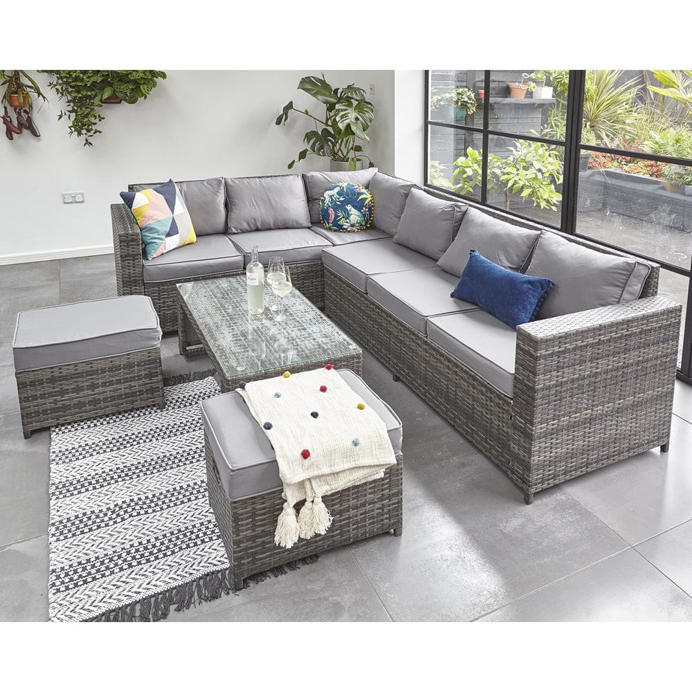 gymterior Shape Sofa 八角形 グレー Barcelona Grey Modular 8 Seater Rattan Corner Sofa Set | Furniture