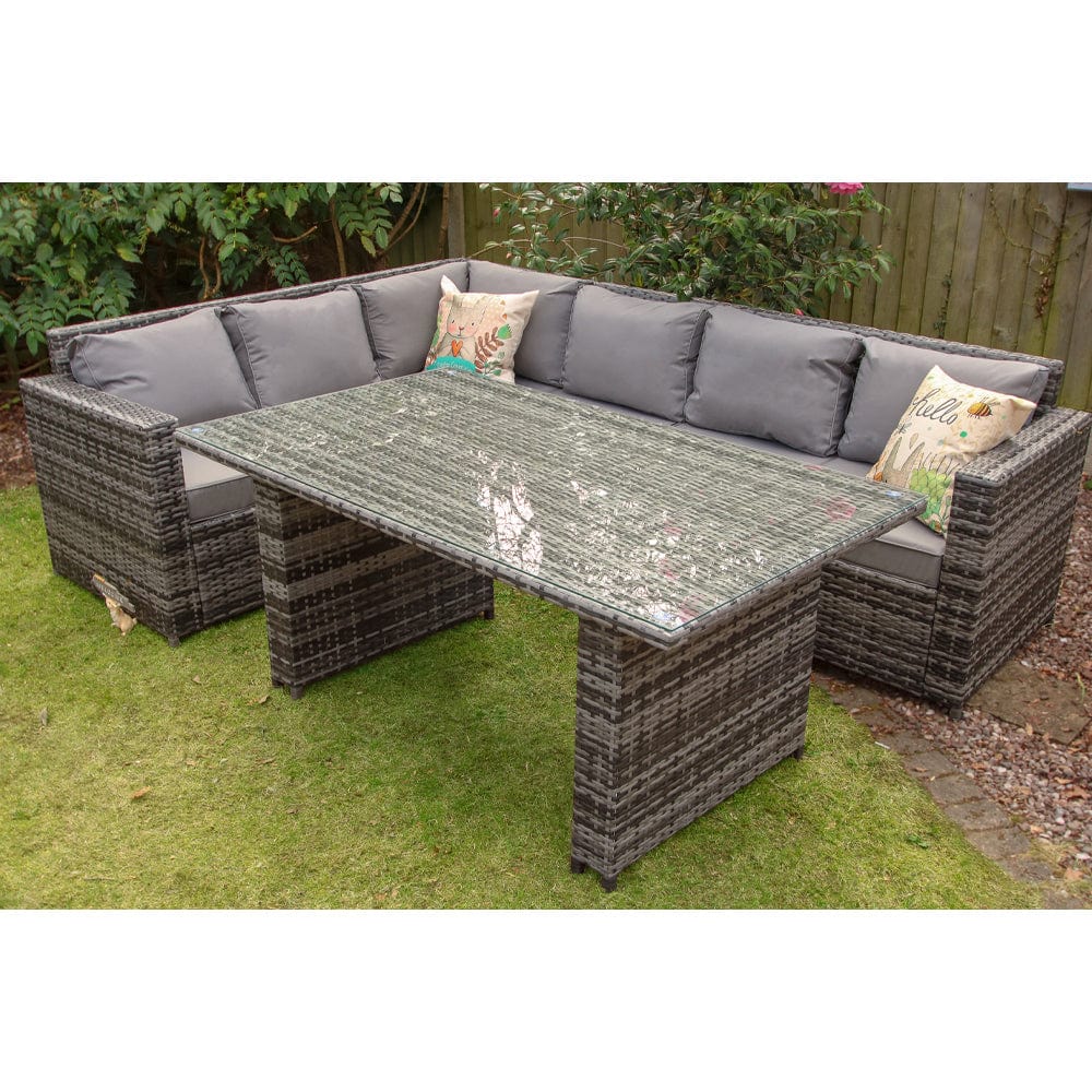 Barcelona Seater Rattan Garden Furniture Dining Set In Grey