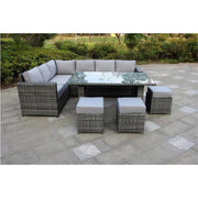 Barcelona 9 Seater Rattan Garden Furniture Dining Set In Grey, Garden Furniture, Furniture Maxi, Furniture Maxi