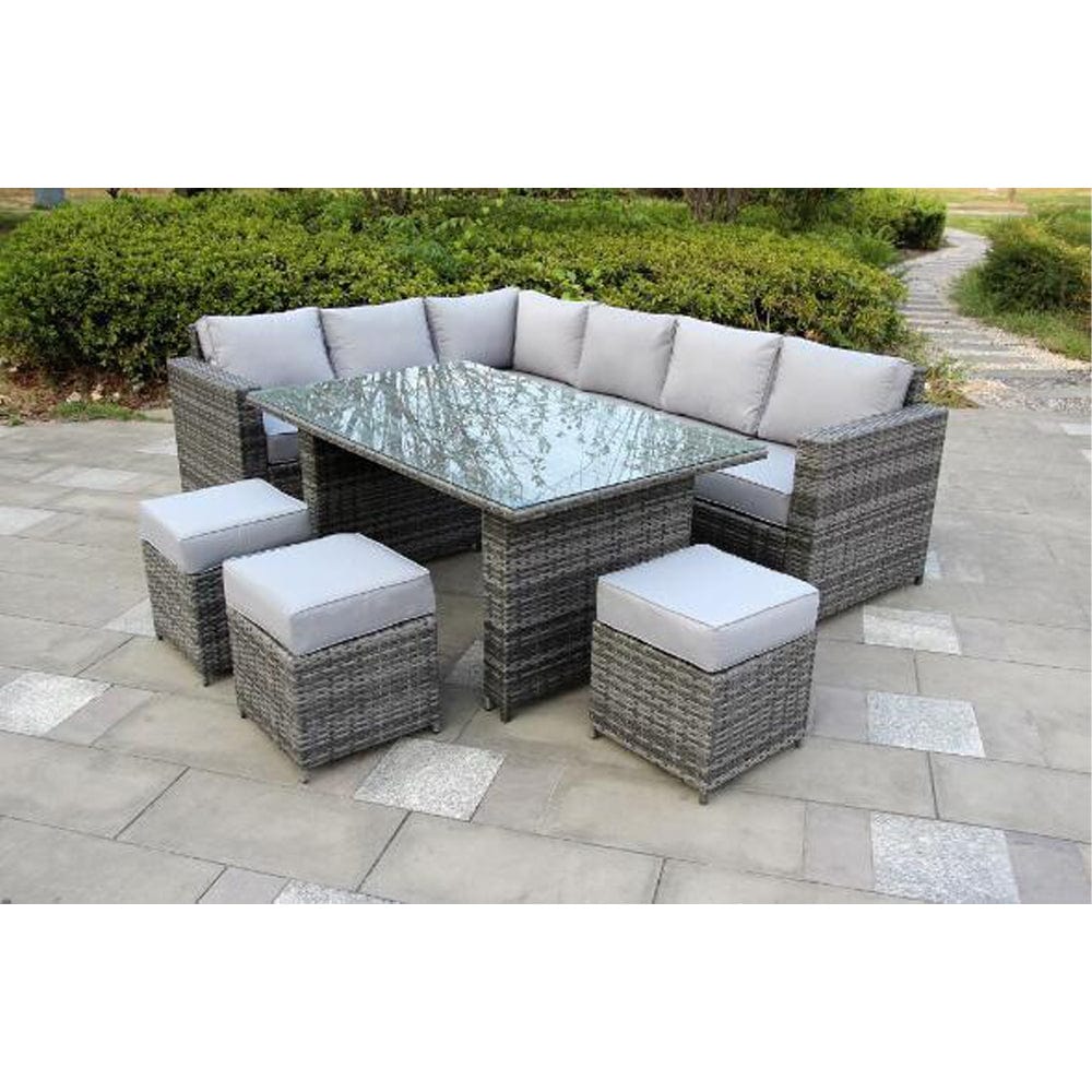 Barcelona Seater Rattan Garden Furniture Dining Set In Grey