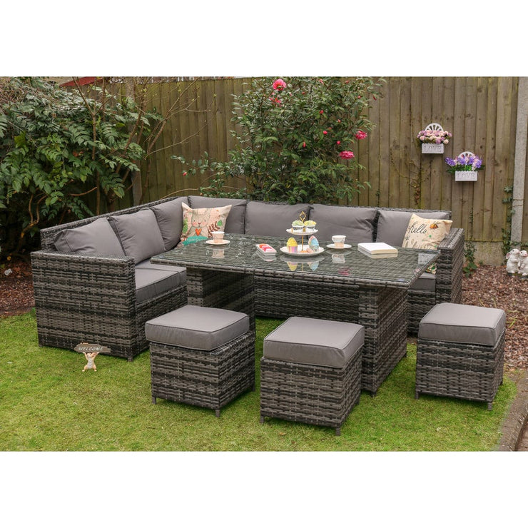 Barcelona 9 Seater Rattan Garden Furniture Dining Set In Grey Furniture Maxi