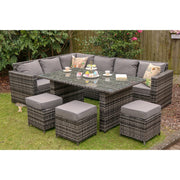 Barcelona 9 Seater Rattan Garden Furniture Dining Set In Grey