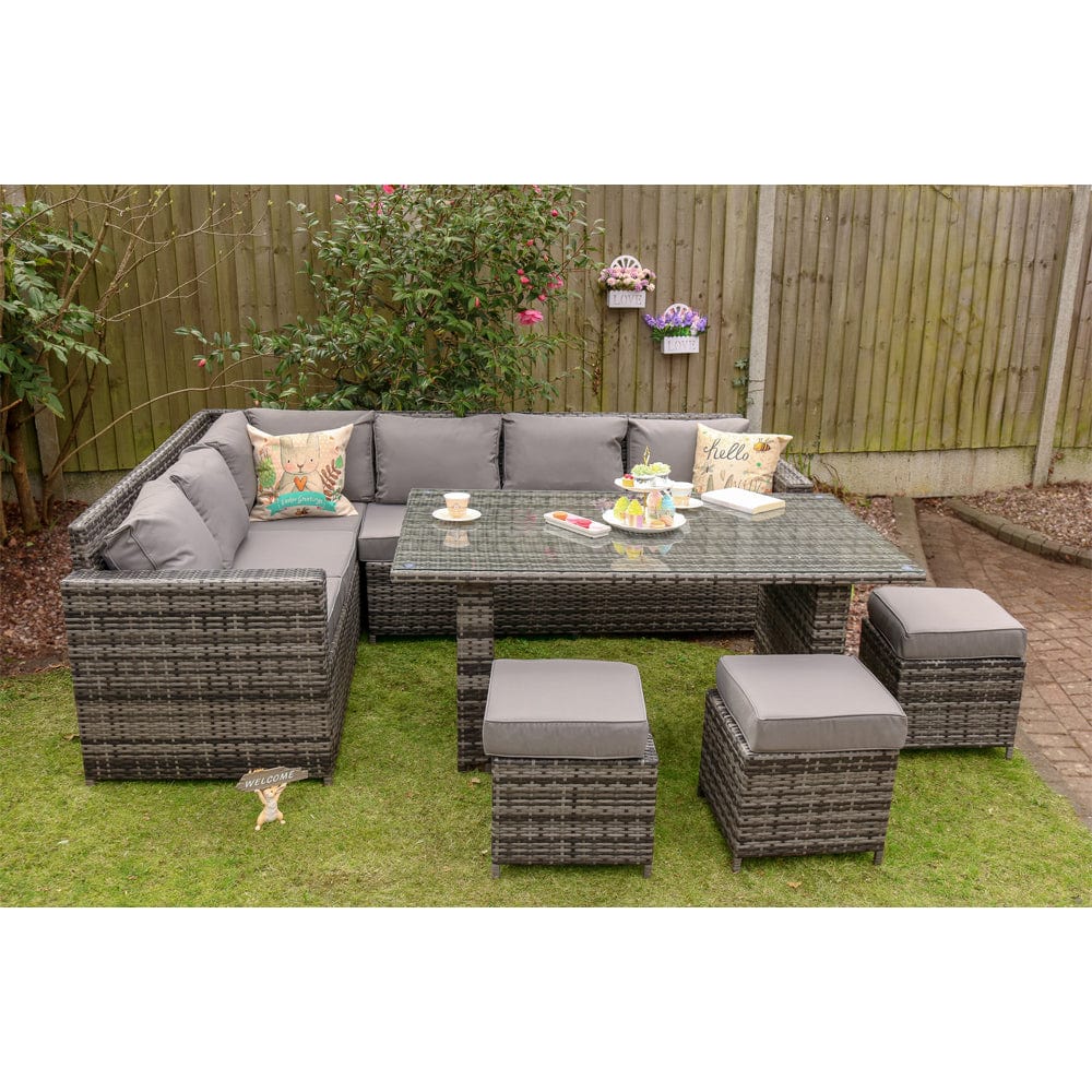 Barcelona Seater Rattan Garden Furniture Dining Set In Grey