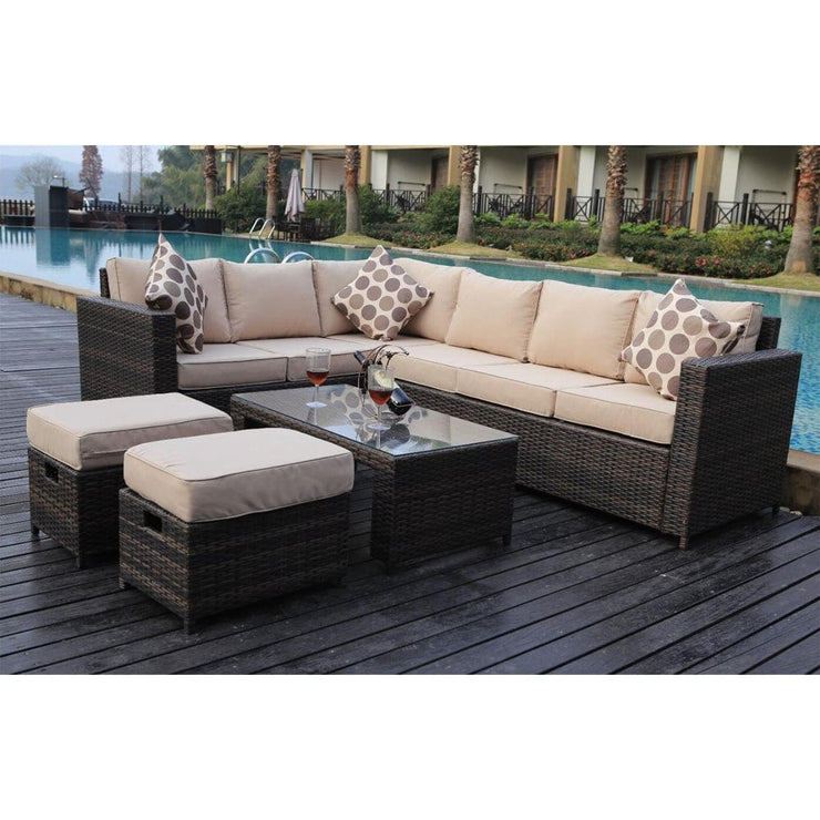 Barcelona Brown Modular 8 Seater Rattan Corner Sofa Set, Garden Furniture, Furniture Maxi, Furniture Maxi