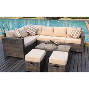 Barcelona Brown Modular 8 Seater Rattan Corner Sofa Set, Garden Furniture, Furniture Maxi, Furniture Maxi