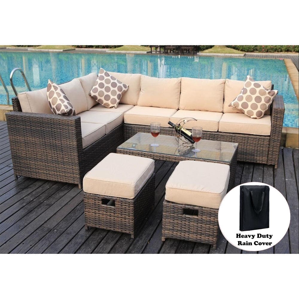 Barcelona Brown Modular 8 Seater Rattan Set Furniture Maxi
