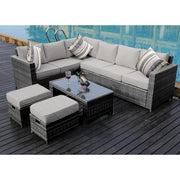 Barcelona Grey Modular 8 Seater Rattan Corner Sofa Set, Garden Furniture, Furniture Maxi, Furniture Maxi