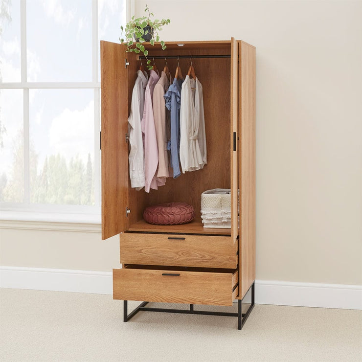 Belluno Industrial Style 2 Door 2 Drawer Wardrobe