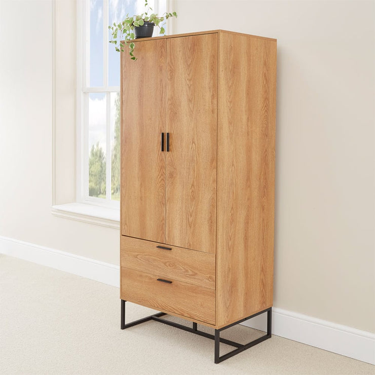 Belluno Industrial Style 2 Door 2 Drawer Wardrobe