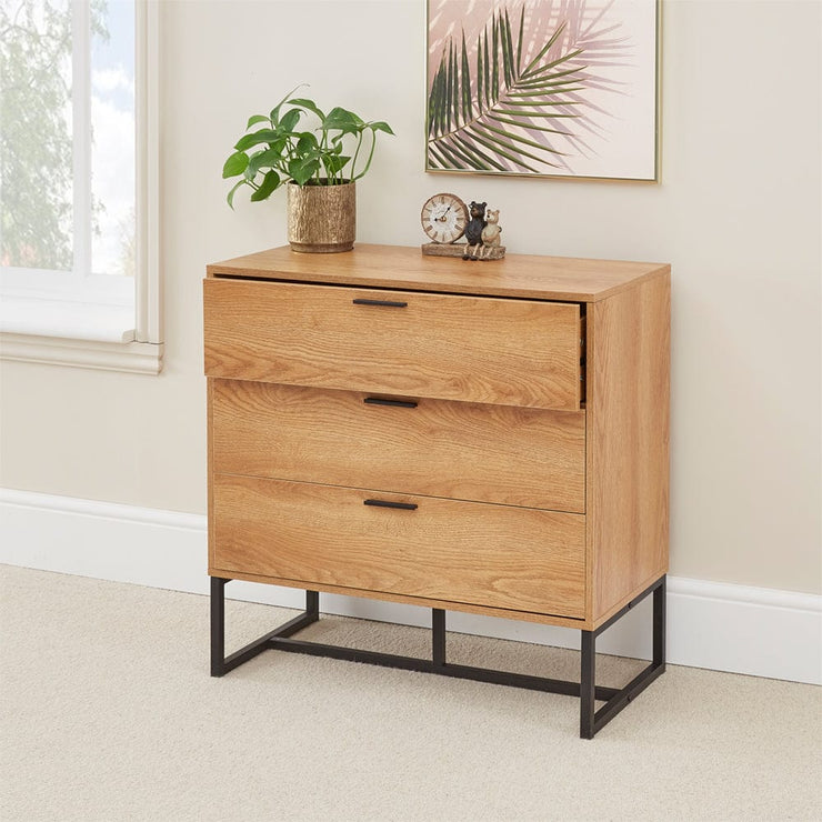 Belluno Industrial Style 3 Drawer Chest Of Drawers Cabinet