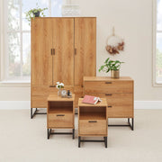 Belluno Industrial Style Bedroom Set with Wardrobe Chest and 2 Bedsides