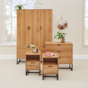 Belluno Industrial Style Bedroom Set with Wardrobe Chest and 2 Bedsides