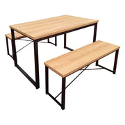 Belluno Industrial Style Dining Table Set with 2 Benches