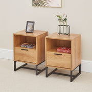 Belluno Industrial Style Set Of 2 One Drawer Bedside Tables