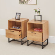 Belluno Industrial Style Set Of 2 One Drawer Bedside Tables