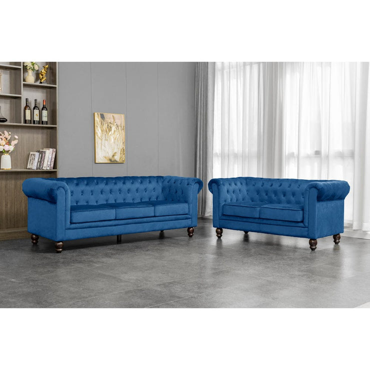 Chesterfield 3+2 Seater Velvet Sofa Set