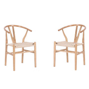 Set Of 2 Boho Beech Wood Dining Chairs