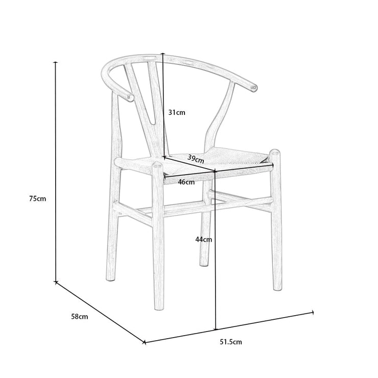 Set Of 2 Boho Beech Wood Dining Chairs