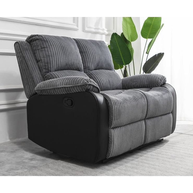 Boston Grey Plush Fabric 2 Seater Recliner - Furniture Maxi