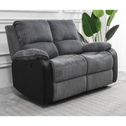 Boston Grey Plush Fabric 2 Seater Recliner - Furniture Maxi