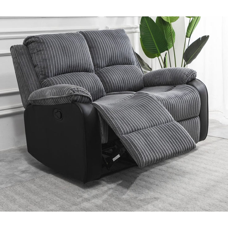 Boston Grey Plush Fabric 2 Seater Recliner - Furniture Maxi