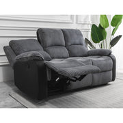 Boston Grey Plush Fabric 3 Seater Recliner - Furniture Maxi