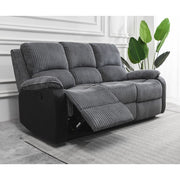 Boston Grey Plush Fabric 3 Seater Recliner - Furniture Maxi