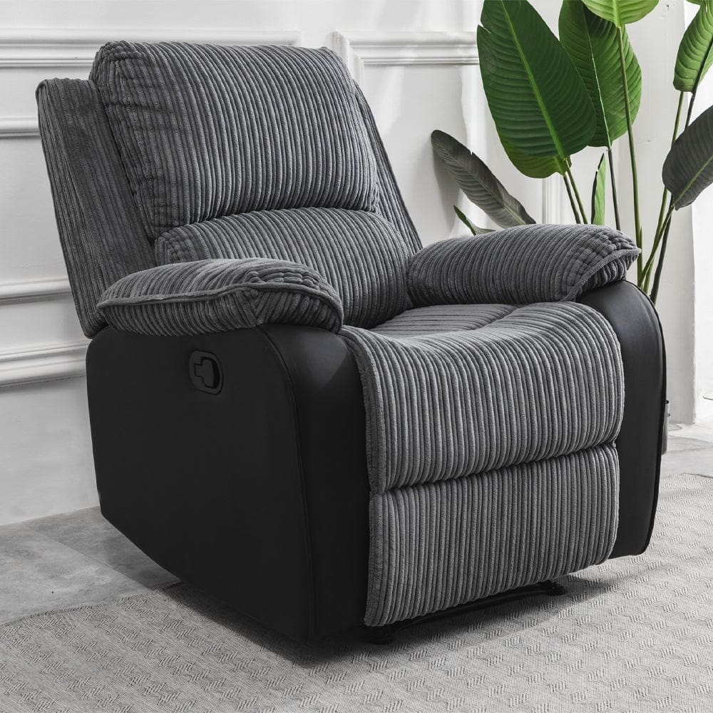 Boston Grey Plush Fabric Recliner Armchair