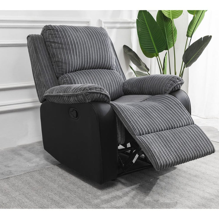 Boston Grey Plush Fabric Recliner Armchair - Furniture Maxi