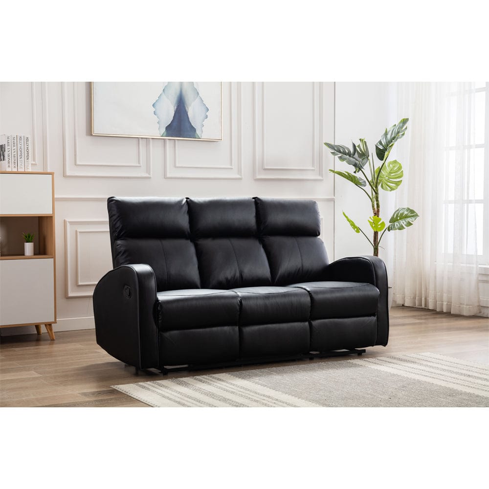 Boston 3 2 Black Leather Recliner Sofa Set