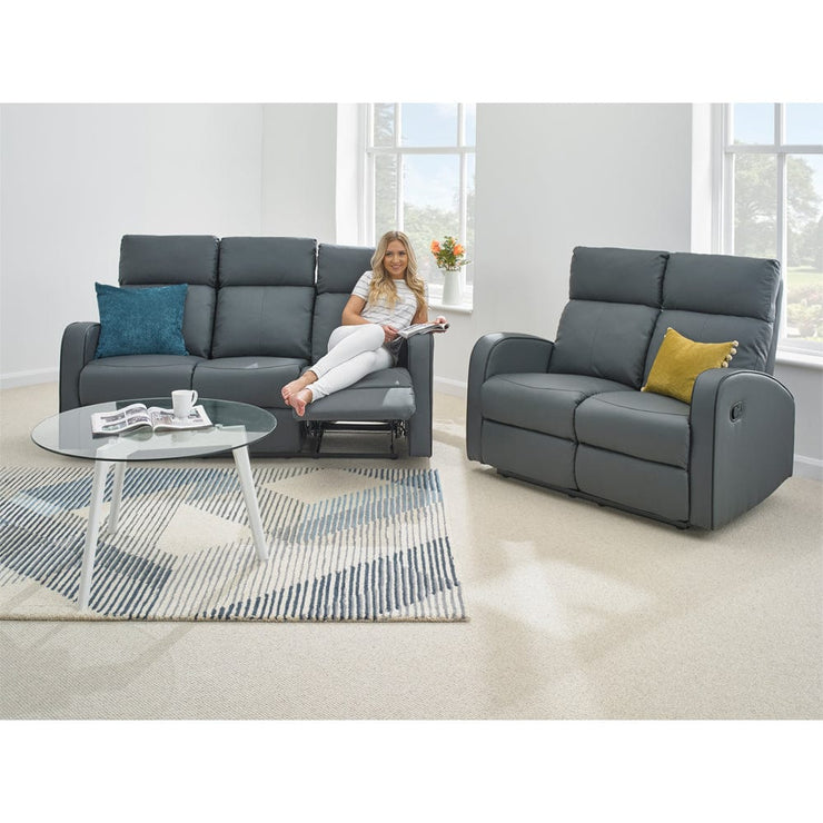 Boston 3 2 Dark Grey Leather Recliner Sofa Set