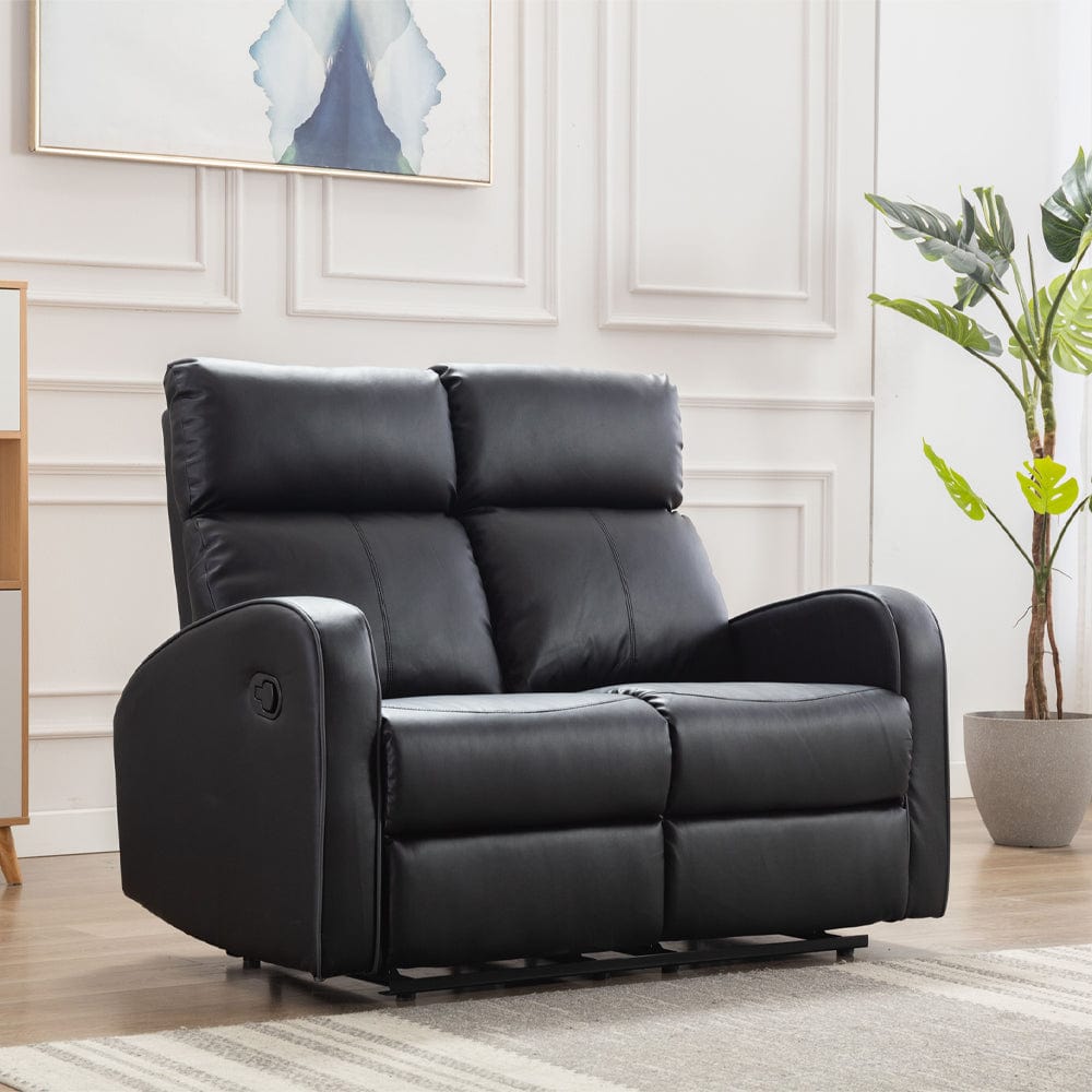 Boston Black Leather 2 Seater Recliner Sofa