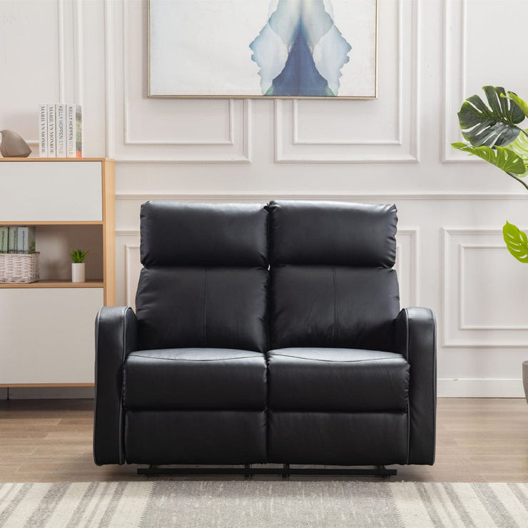 Boston Black Leather 2 Seater Recliner Sofa - Furniture Maxi