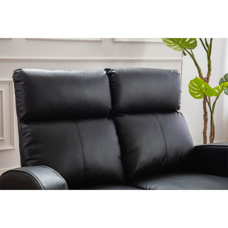 Boston Black Leather 2 Seater Recliner Sofa - Furniture Maxi