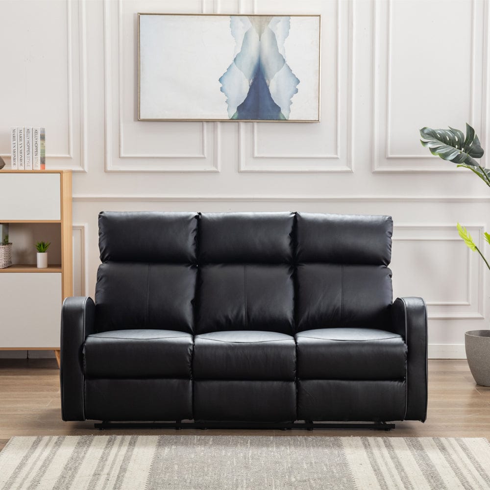 Black leather store couch 3 seater