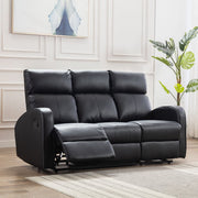 Boston Black Leather 3 Seater Recliner Sofa - Furniture Maxi