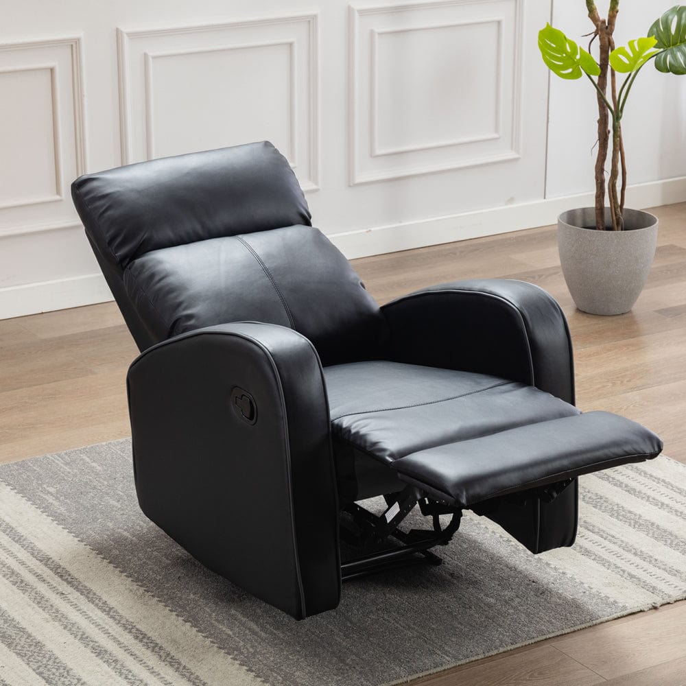 Boston Black Leather Recliner Armchair Furniture Maxi
