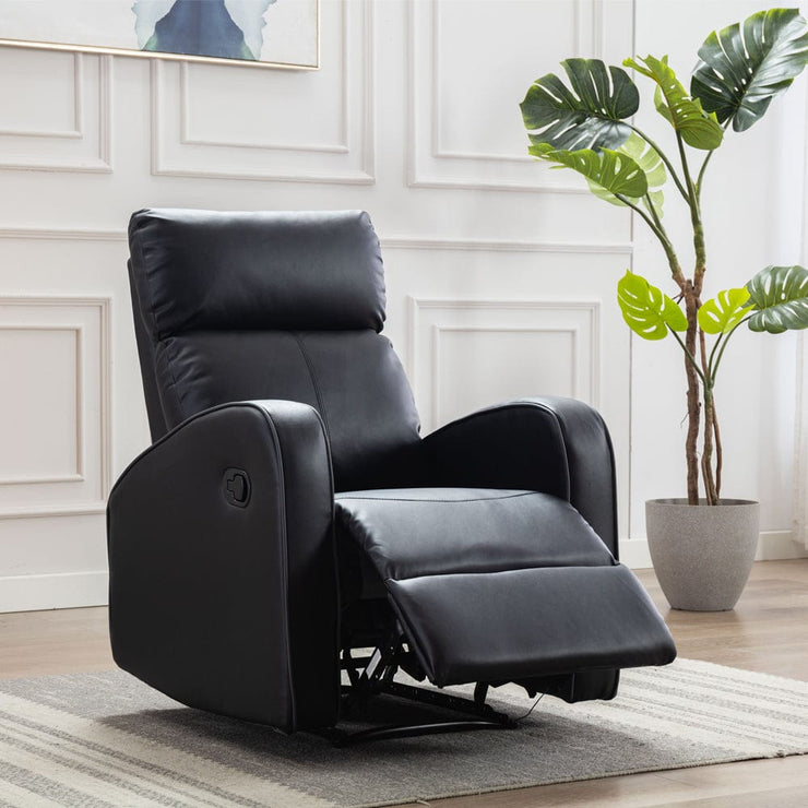 Boston Black Leather Recliner Armchair - Furniture Maxi