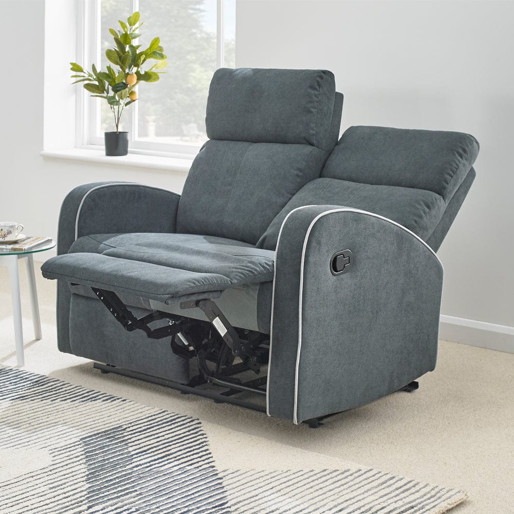 Boston Dark Grey Fabric Recliner 2 Seater Sofa
