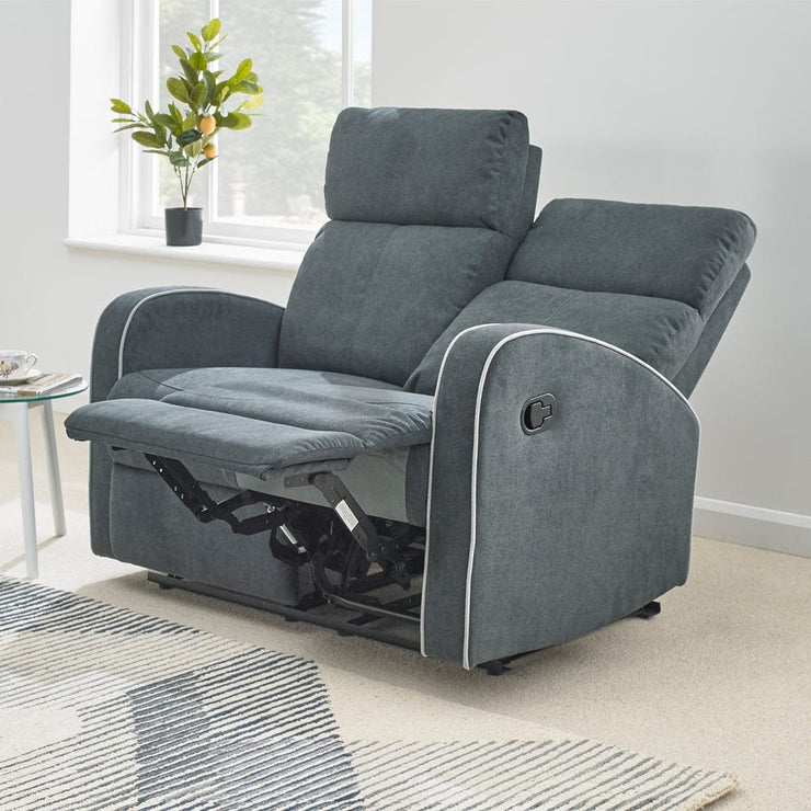 Boston Dark Grey Fabric Recliner 2 Seater Sofa - Furniture Maxi