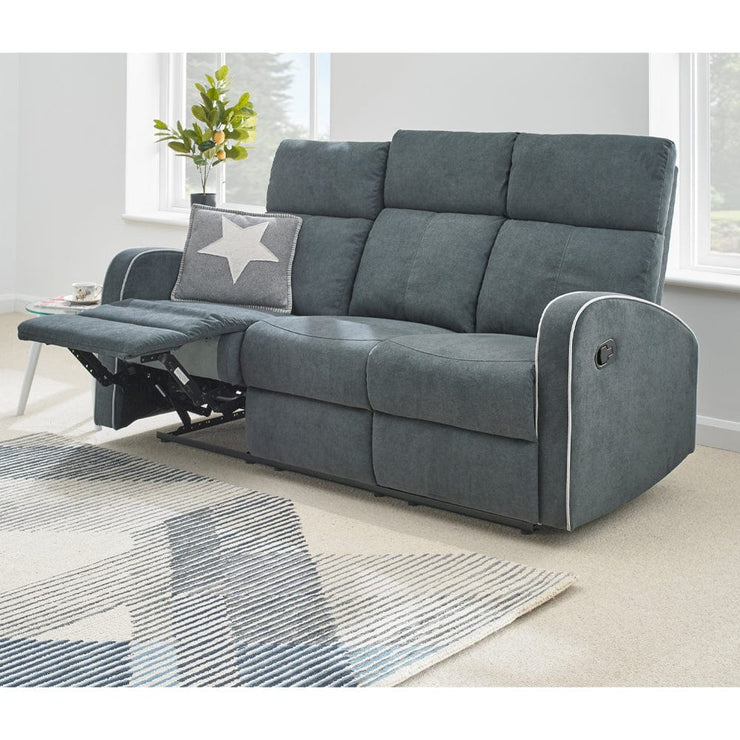 Boston Dark Grey Fabric Recliner 3 Seater Sofa - Furniture Maxi