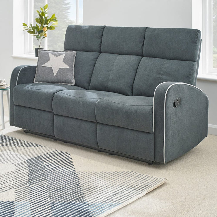 Boston Dark Grey Fabric Recliner 3 Seater Sofa - Furniture Maxi