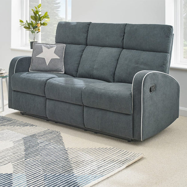Boston Dark Grey Fabric Recliner 3 Seater Sofa Furniture Maxi