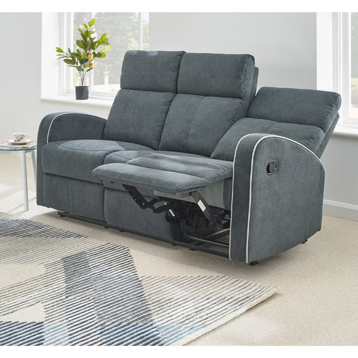 Boston Dark Grey Fabric Recliner 3 Seater Sofa - Furniture Maxi