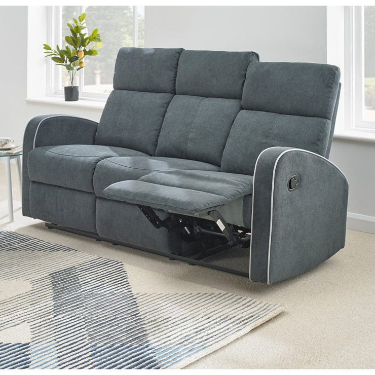 Boston Dark Grey Fabric Recliner 3 Seater Sofa - Furniture Maxi