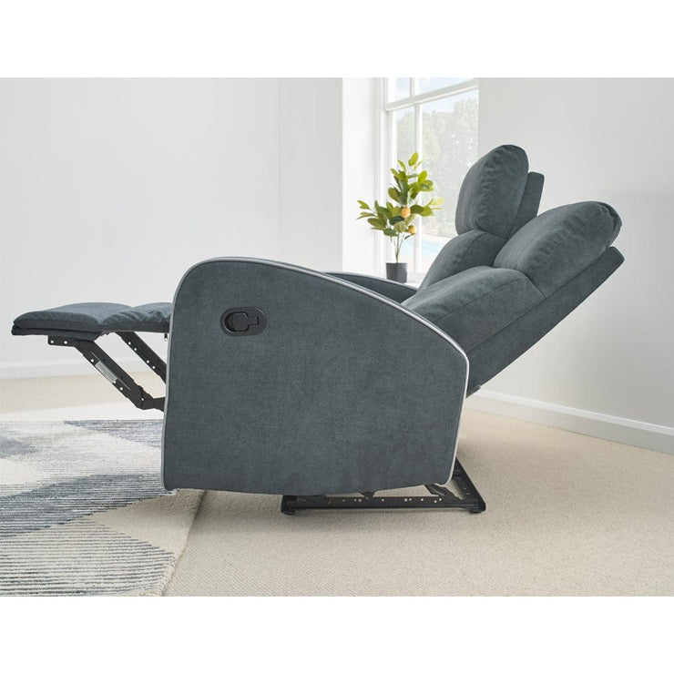 Boston Dark Grey Fabric Recliner 3 Seater Sofa - Furniture Maxi