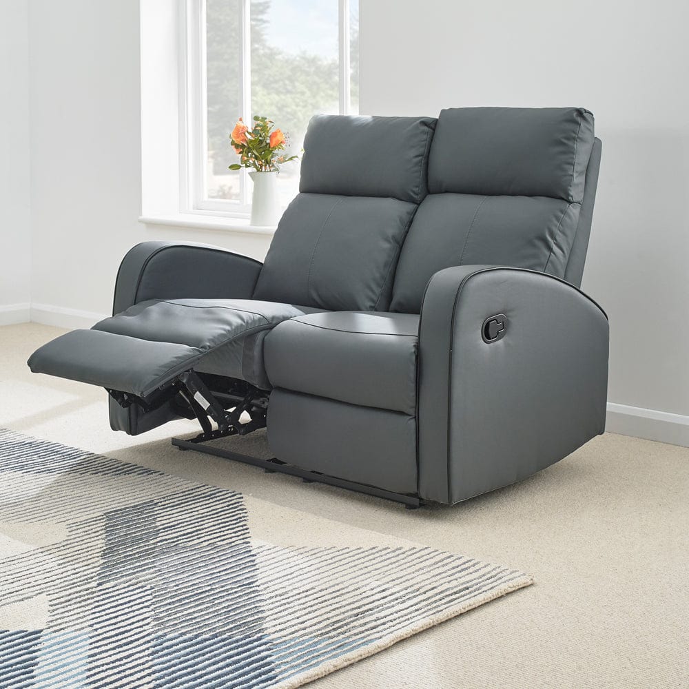 Boston Grey Leather 2 Seater Recliner